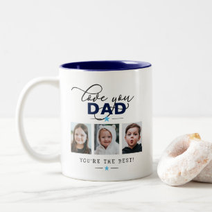 Tasse 2 Couleurs Je t'aime Papa/Père/Autre 6-Photo Texte personnali