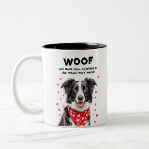 Tasse 2 Couleurs Je t'aime plus que Collier de frontière Cœur Banda
