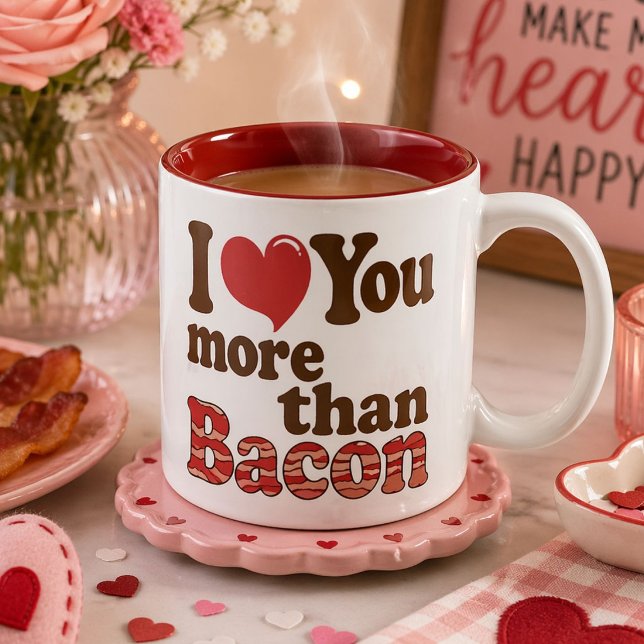 Tasse 2 Couleurs Je t'aime plus que le bacon (Créateur téléchargé)