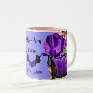 Tasse 2 Couleurs Je t'aime Purple Iris Fleur Personnalisée