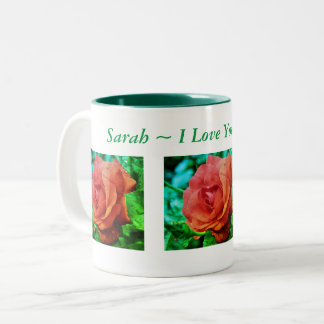 Tasse 2 Couleurs Je t'aime Rose rouge Personnalisé
