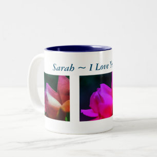 Tasse 2 Couleurs Je t'aime Rose rouge Personnalisé