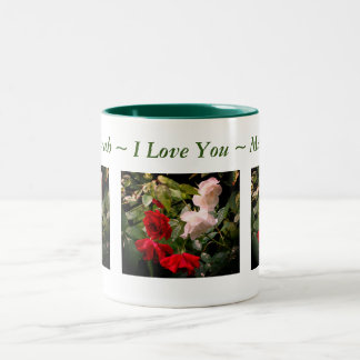 Tasse 2 Couleurs Je t'aime Roses trempés Personnalisé