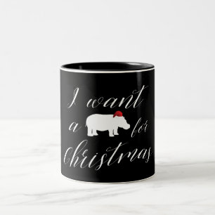Tasse 2 Couleurs Je veux un hippopotame pour Noël