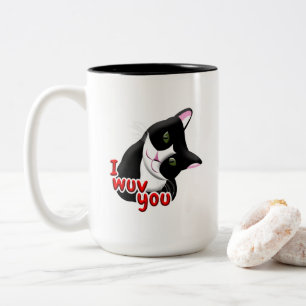 Tasse 2 Couleurs Je vous wuv Chat