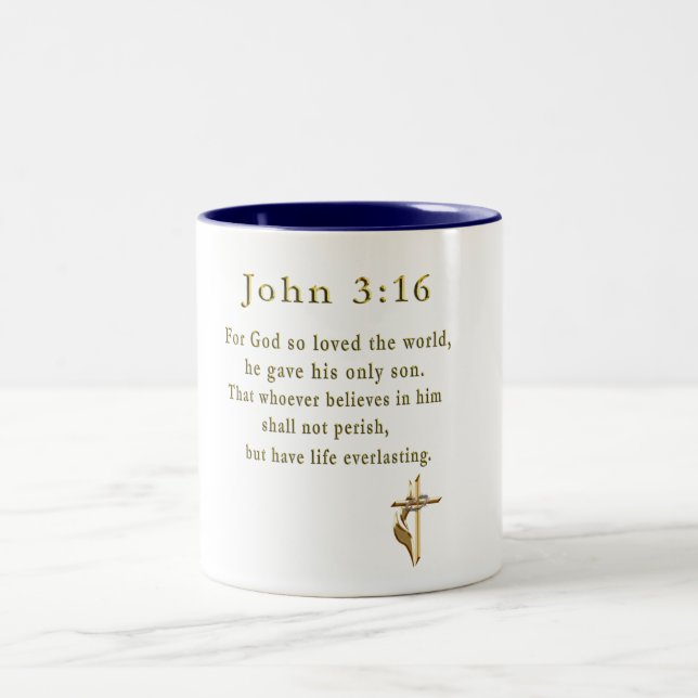 Tasse 2 Couleurs Jean 3:16 (Centre)