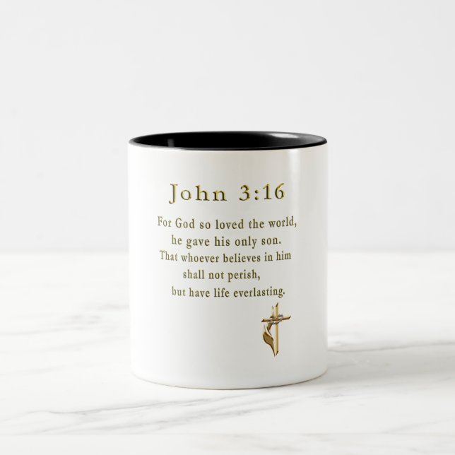 Tasse 2 Couleurs Jean 3:16 cadeaux chrétiens (Centre)