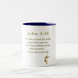 Tasse 2 Couleurs Jean 3:16 cadeaux chrétiens