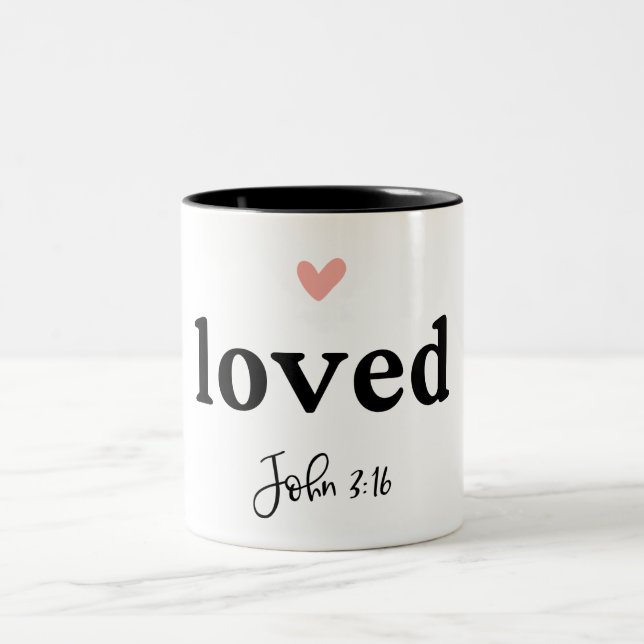 Tasse 2 Couleurs Jean aimé 3:16 Verse de la Bible (Centre)