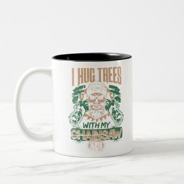 Tasse 2 Couleurs J'Embrasse Des Arbres Avec Le Chainsaw Woodcutter (Gauche)