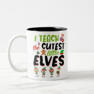 Tasse 2 Couleurs J'Enseigne À L'Enseignant De Noël Des Petits Elfes