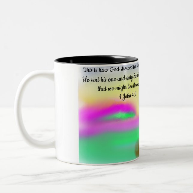 Tasse 2 Couleurs jesus amour monde  (Gauche)
