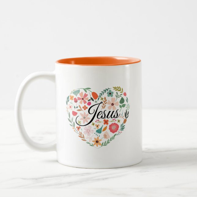 Tasse 2 Couleurs Jesus Boho Christian Heart Motif Inspiration (Gauche)