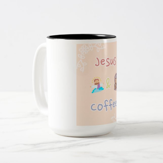 Tasse 2 Couleurs Jésus + Café (Devant gauche)
