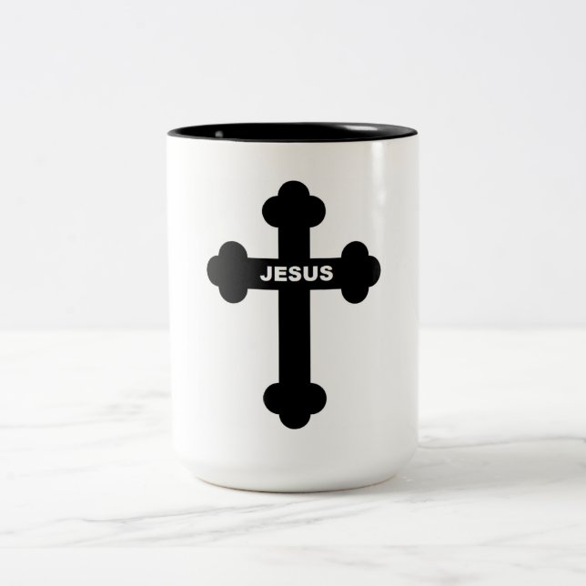 TASSE 2 COULEURS JESUS CROSS (Centre)