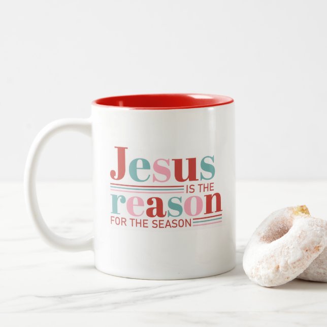 Tasse 2 Couleurs Jésus est la raison de la saison (Avec donut)