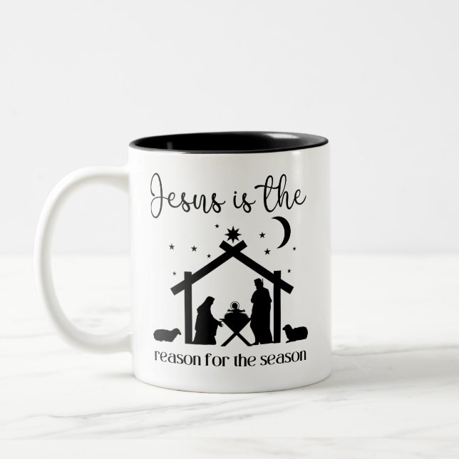 Tasse 2 Couleurs Jésus est la raison de la saison Noël Jésus (Gauche)