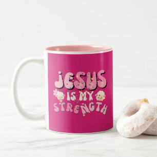 Tasse 2 Couleurs Jésus est ma Force Agneau Mignon Typographie Carto