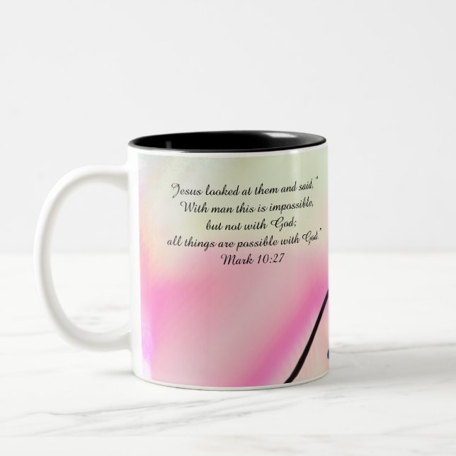 Tasse 2 Couleurs jésus ici (Gauche)