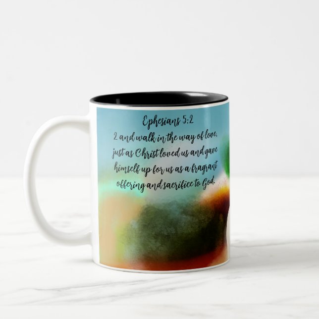 Tasse 2 Couleurs jésus marche en  (Gauche)