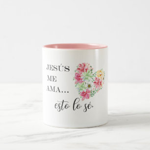 Tasse 2 Couleurs Jésus-moi ama esto lo se fleurs coeur