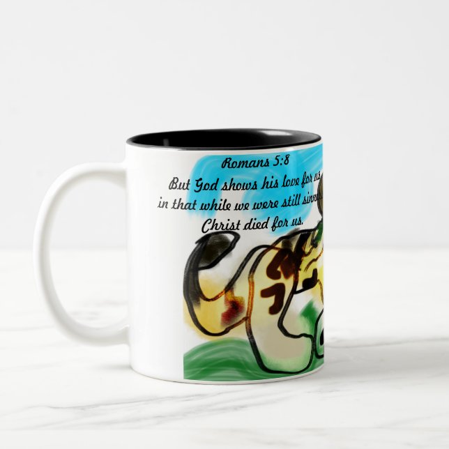 Tasse 2 Couleurs jésus nous aime (Gauche)