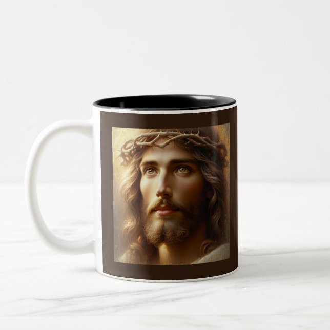 Tasse 2 Couleurs Jésus portant la couronne d'épines (Gauche)