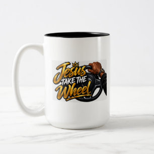 Tasse 2 Couleurs Jésus prends le volant