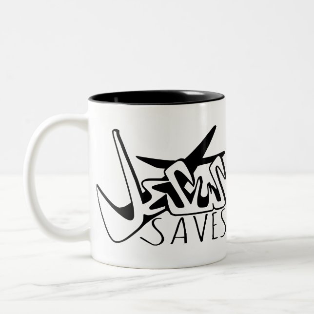 TASSE 2 COULEURS JÉSUS SAUVE GRAFFITI (Gauche)