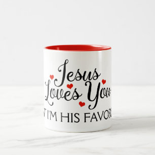 Tasse 2 Couleurs Jésus vous aime favori drôle