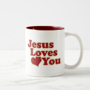 Tasse 2 Couleurs Jésus vous aime pour les chrétiens