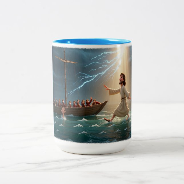 Tasse 2 Couleurs Jesus Walking On Water To Save Peter (Centre)