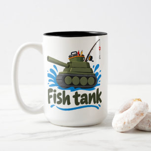 Tasse 2 Couleurs Jeu de mots sur la pêche "Bocal à poissons" Blague