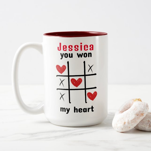 Tasse 2 Couleurs Jeu de Puzzle I You won my Heart (Avec donut)