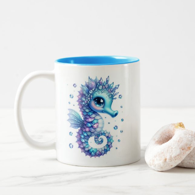 Tasse 2 Couleurs Jeweled Seahorse (Avec donut)
