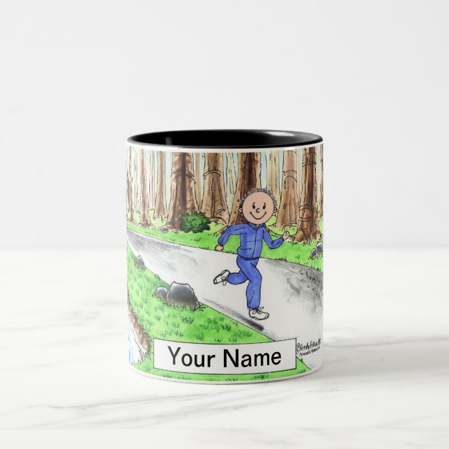 Tasse 2 Couleurs Jogger - Dessin masculin par PrintedPerfection.com (Centre)