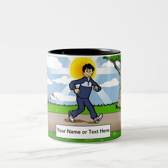 Tasse 2 Couleurs Jogger, Runner - Male Cartoon by PrintedPerfection (Centre)