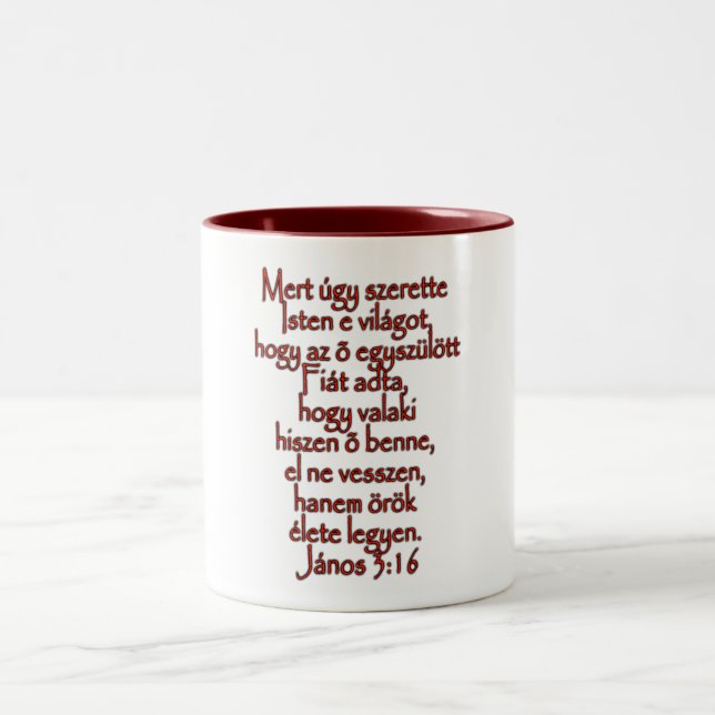 Tasse 2 Couleurs John 3:16 Hongrois (Centre)