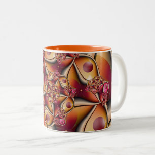Tasse 2 Couleurs Joie Colorée Abstrait Orange Rouge Fantaisie Fract
