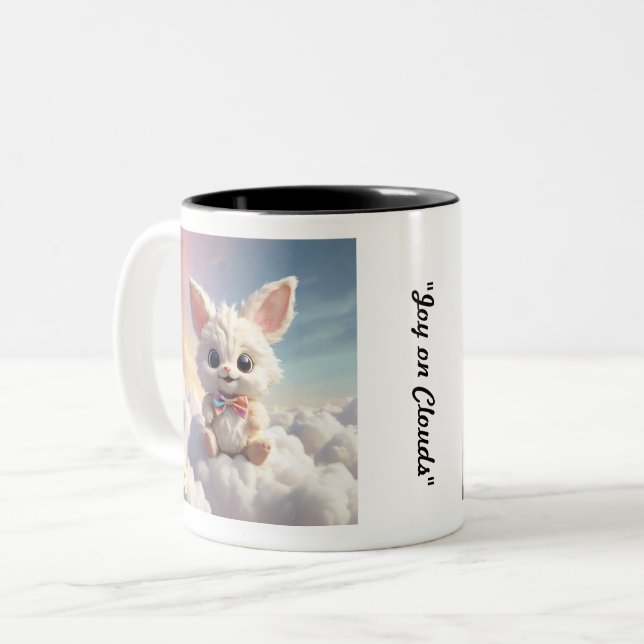 Tasse 2 Couleurs "Joie de Lapin Céleste" (Devant gauche)