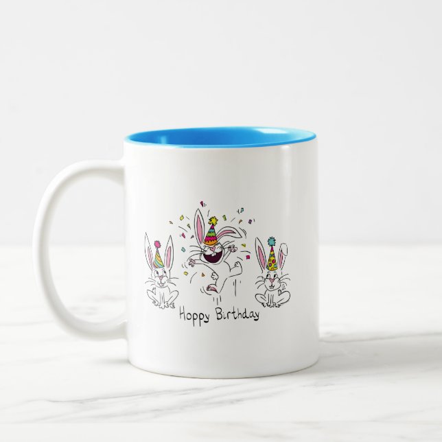 Tasse 2 Couleurs Joli Anniversaire Lapin lapins Enfants (Gauche)