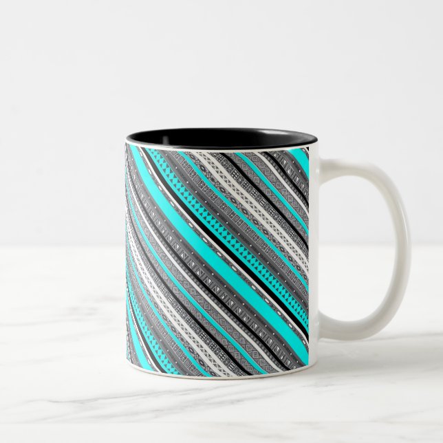 Tasse 2 Couleurs Joli aqua gris aztèque motif (Droit)