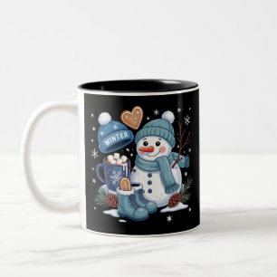 Tasse 2 Couleurs Joli Bonhomme de Neige Saison Hivernale Atmosphère