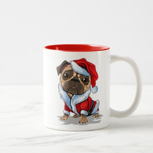 Tasse 2 Couleurs Joli Carlin de Noël Père Noël (Droit)