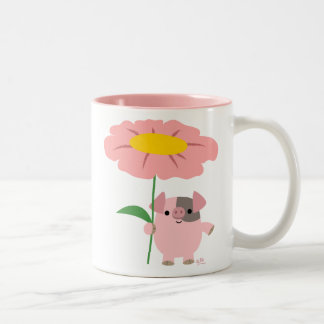 Tasse 2 Couleurs Joli Cartoon Piggy Avec Un Cadeau (Rose)