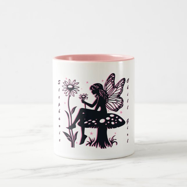 Tasse 2 Couleurs Joli champignon fée et fleur fille cool (Centre)