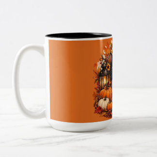 Tasse 2 Couleurs Joli Chat Noir d'Automne
