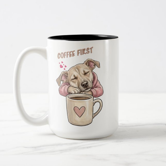Tasse 2 Couleurs Joli chien dormant paisiblement  (Gauche)