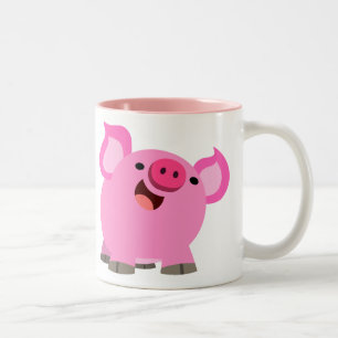 Tasse 2 Couleurs Joli Cochon De Caricature En Rire