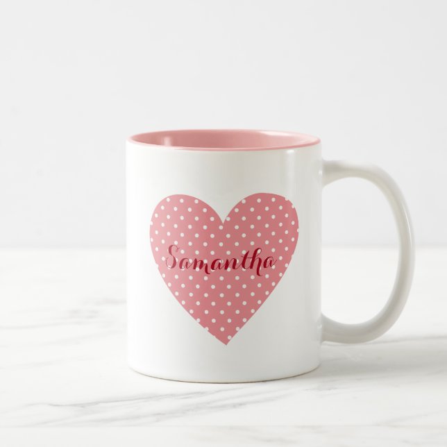 Tasse 2 Couleurs Joli coeur de pois (Droit)